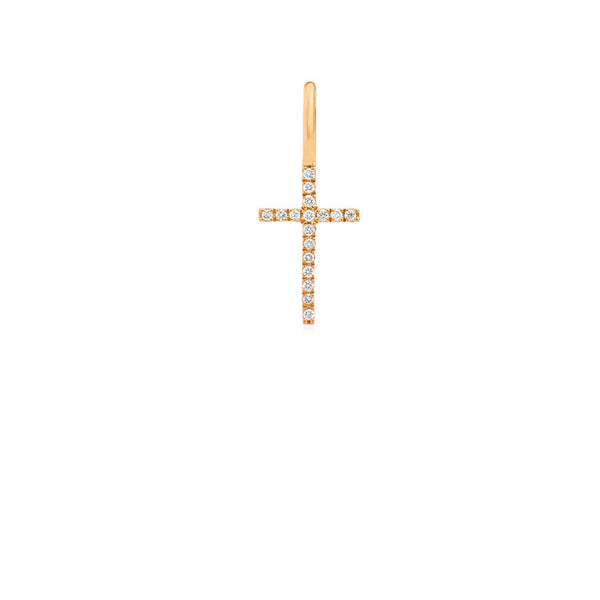 Rock Classic Cross 18K Gold Pendant w. Diamonds