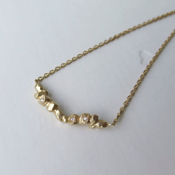 Nuggets On A String Halskæde Guld, Hvide Diamanter