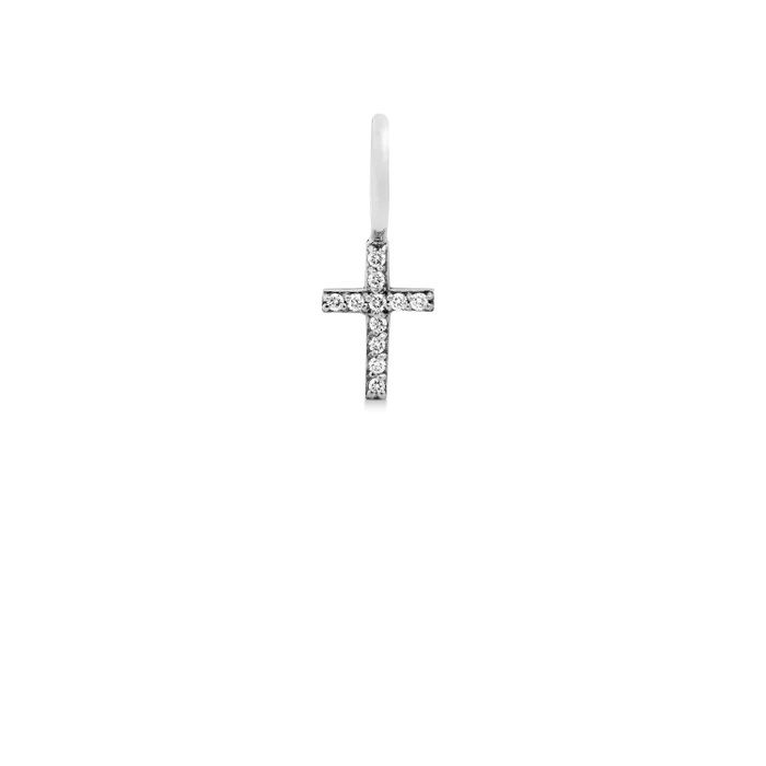 Rock Small Cross 18K Whitegold Pendant w. Diamonds