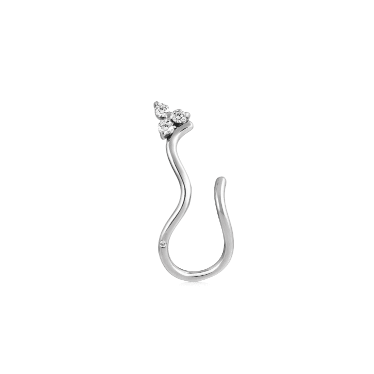 Fryd Wave 18K Hvidguld Ørestik m. Diamanter