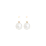 Shooting Stars 18K Gold Earring-pendants w. Pearls & Diamonds