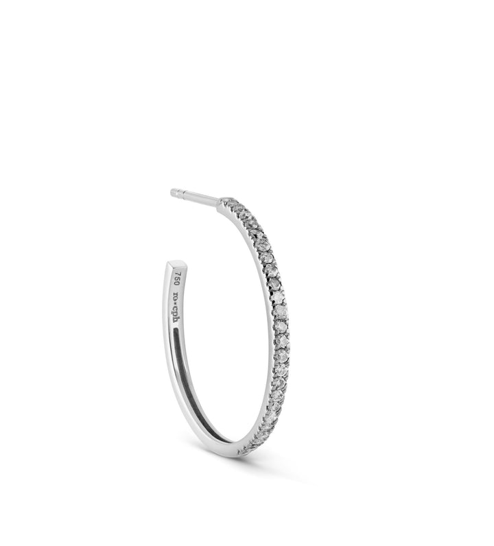 Rock Classic Medium 18K Whitegold Hoop w. Grey Diamonds