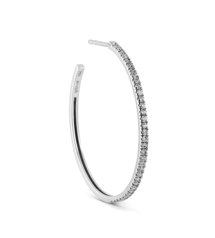 Rock Classic Large 18K Whitegold Hoop w. Grey Diamonds