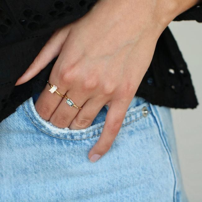 Nord Turned 18K Guld Ring m. Hvid Topas