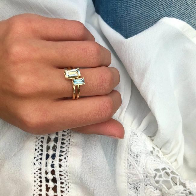 Nord Turned 18K Gold Ring w. Aquamarine