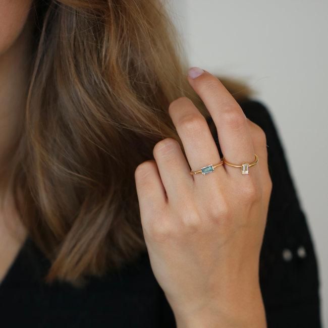 Nord London 18K Guld Ring m. Blå Topas