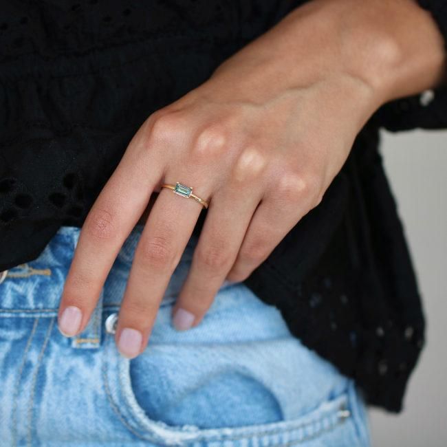 Nord London 18K Guld Ring m. Blå Topas