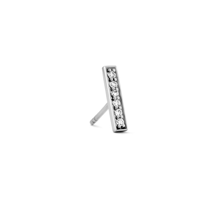 Rock Square Large 18K Whitegold EarRing w. Diamonds