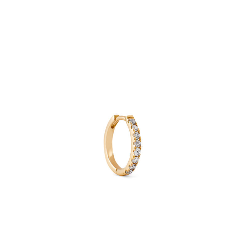 Rock Classic Small 18K Gold Hoop w. Grey Diamonds