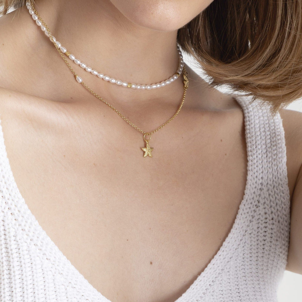 Macarelleta 18K Forgyldt Halskæde m. Perler