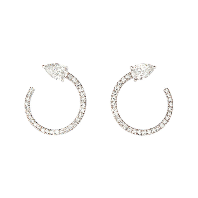 Drop Moon 18K Whitegold Earrings w. Diamonds
