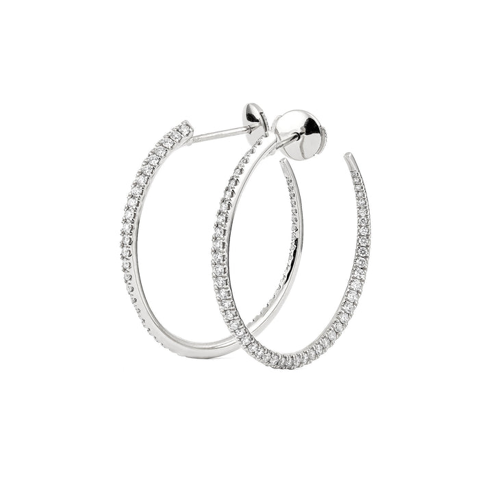 Twisted 30 mm 18K Whitegold Creoles w. Diamonds