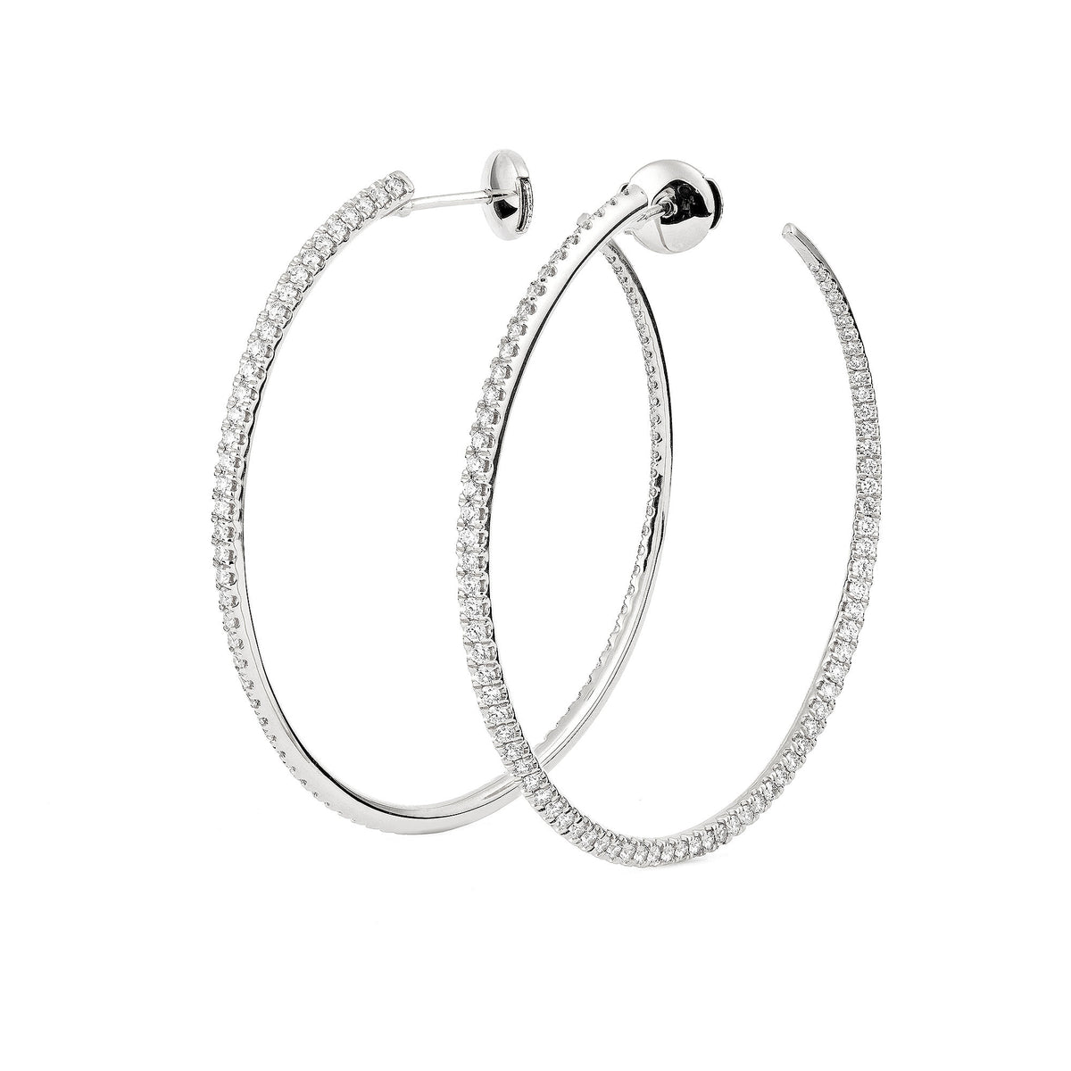 Twisted 45 mm 18K Whitegold Creoles w. Diamonds