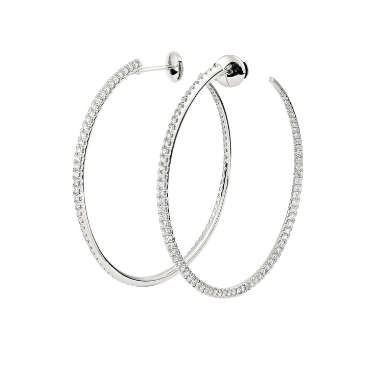 Twisted 45 mm 18K Whitegold Creoles w. Diamonds