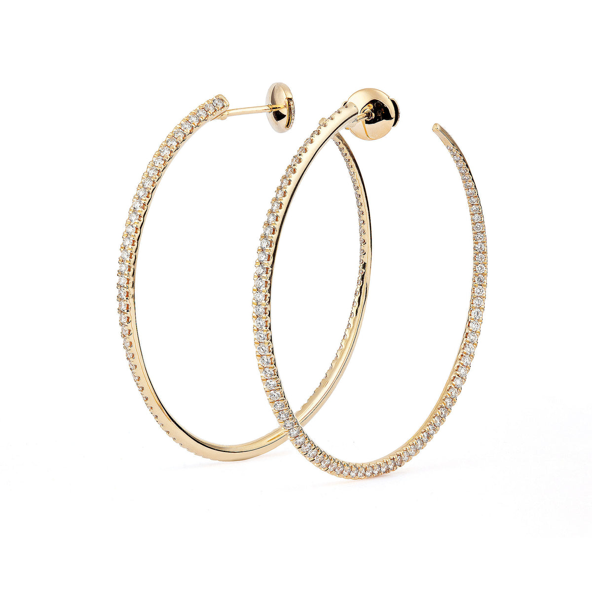 Twisted 45 mm 18K Gold Creoles w. Diamonds