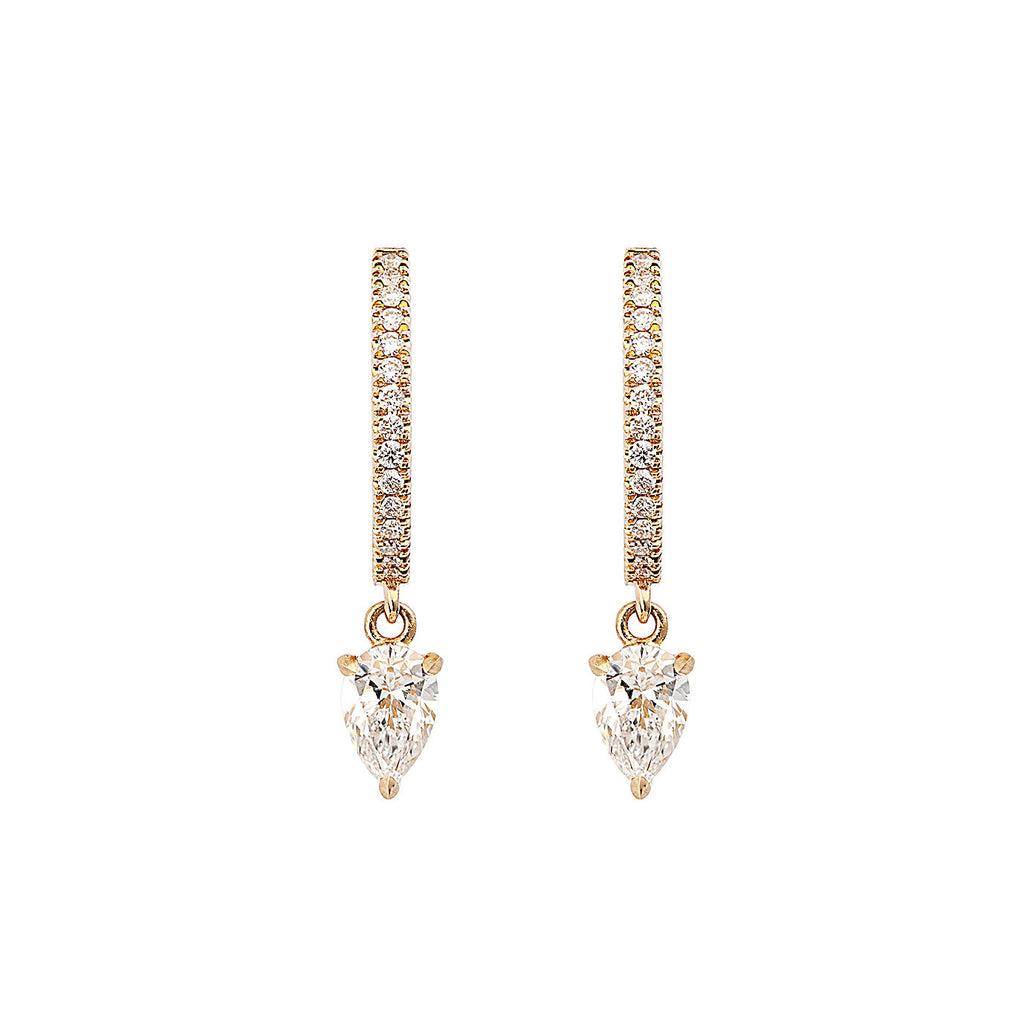 Drop 18K Gold, Rosegold or Whitegold Creoles w. Diamonds