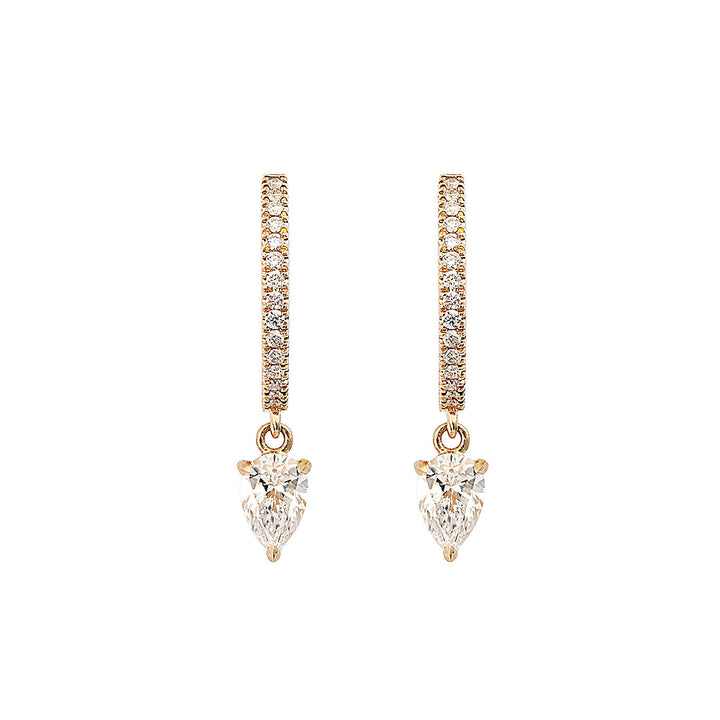 Drop 18K Gold, Rosegold or Whitegold Creoles w. Diamonds