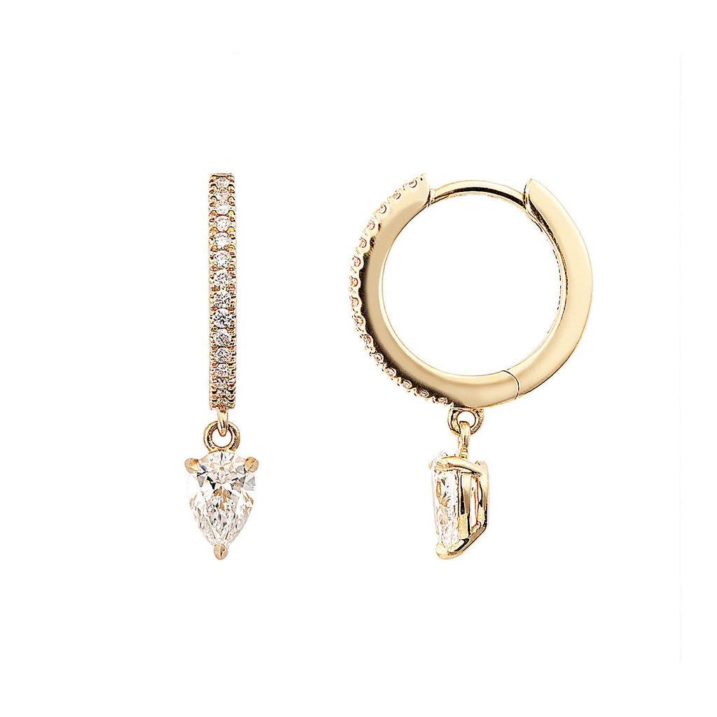 Drop 18K Gold, Rosegold or Whitegold Creoles w. Diamonds