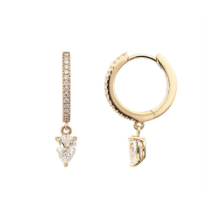 Drop 18K Gold, Rosegold or Whitegold Creoles w. Diamonds