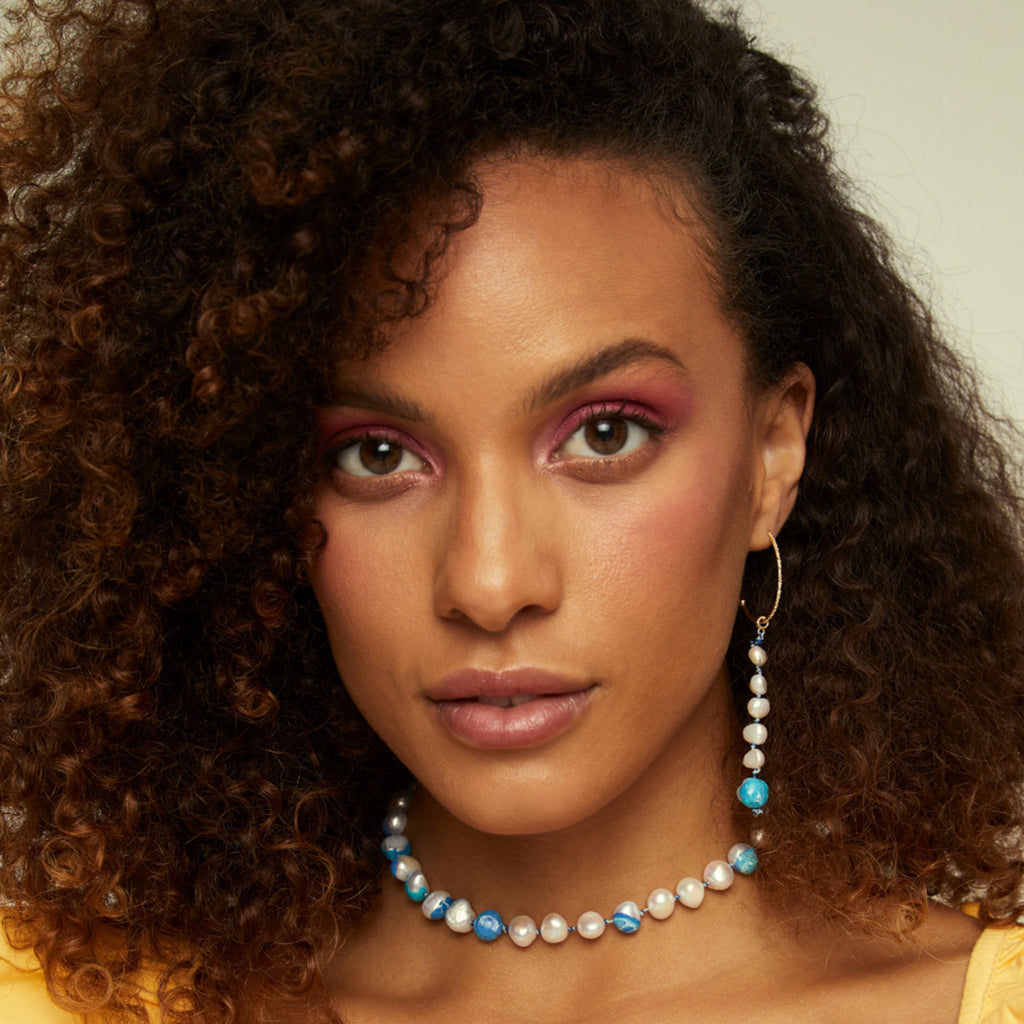 Choker Bahía Blue 18K Gold Plated Necklace w. Pearls