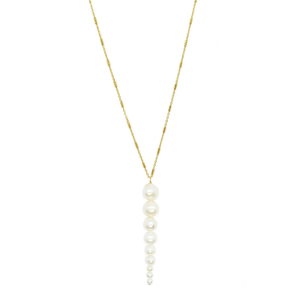 Pointy Pearl Gold Plated Necklace w. Pearl