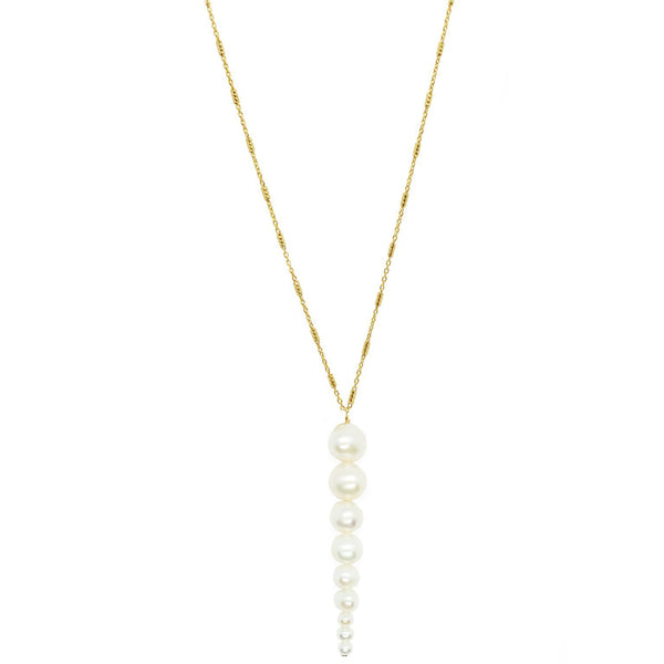 Pointy Pearl Gold Plated Necklace w. Pearl