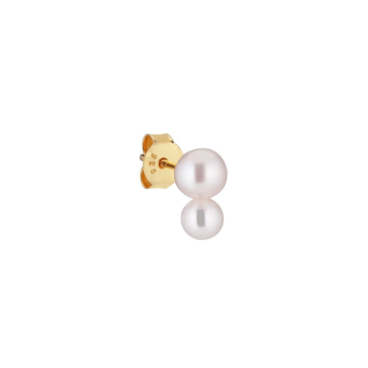 Deux 18K Gold Plated Stud w. White Pearls