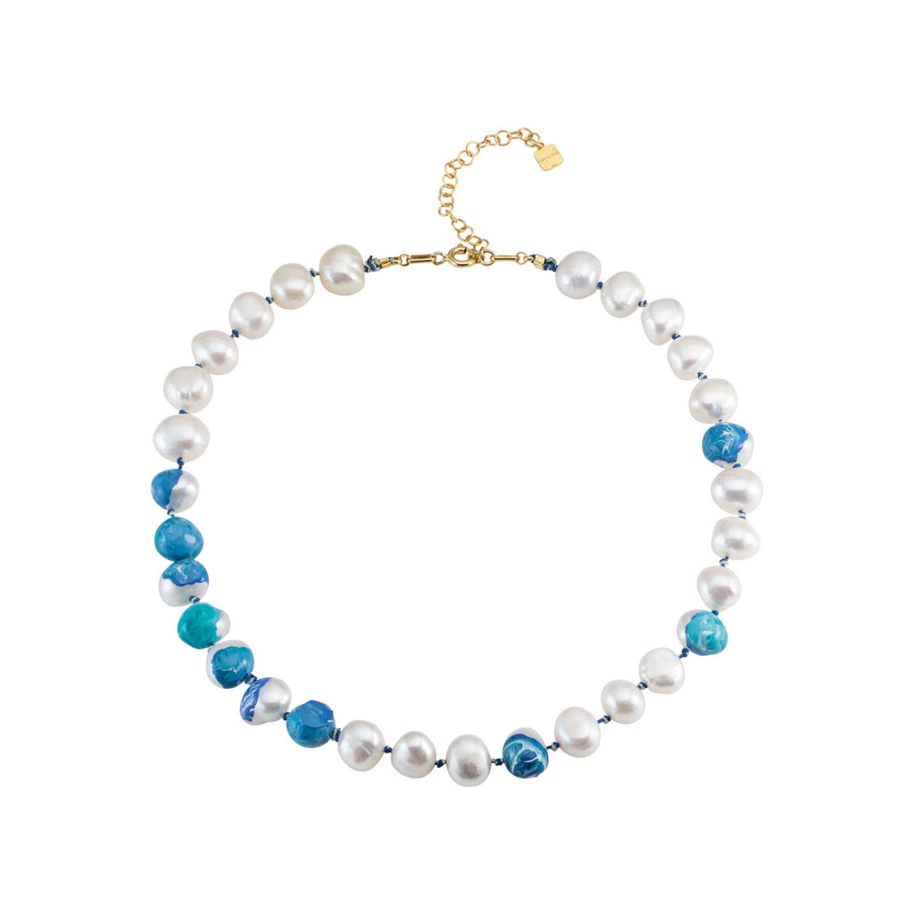 Choker Bahía Blue 18K Gold Plated Necklace w. Pearls