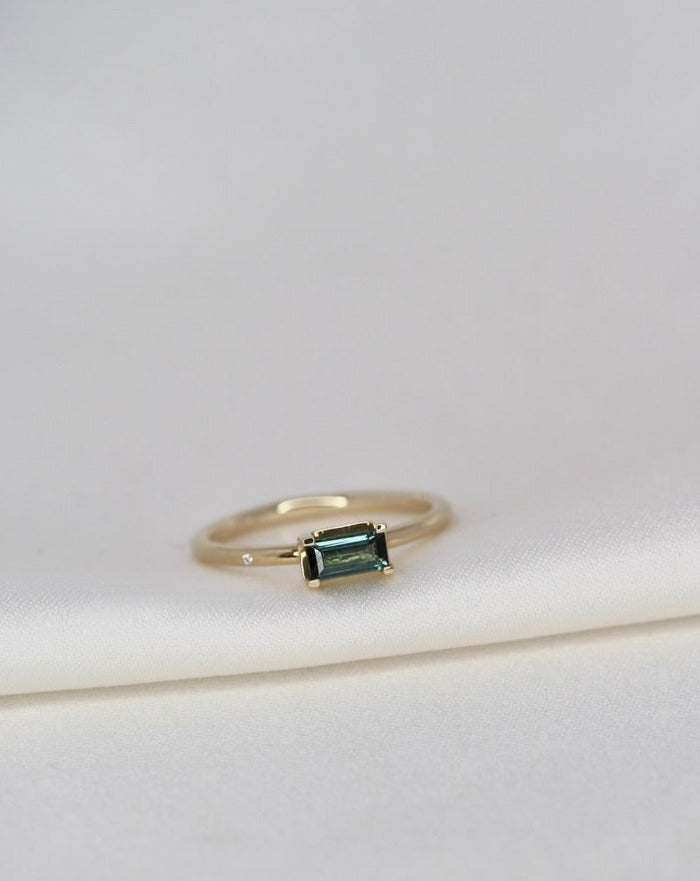 Nord Green S 18K Guld Ring m. Turmalin & Diamant