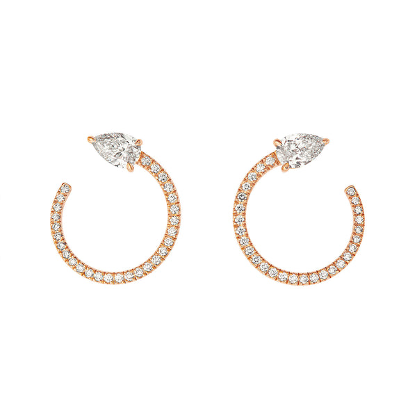 Drop Moon 18K Rosegold Earrings w. Diamonds