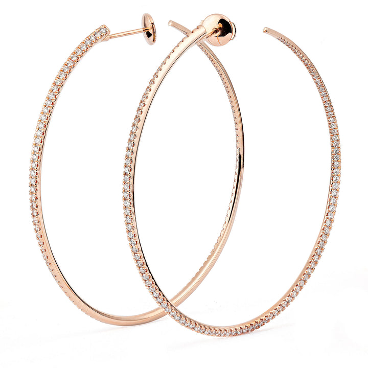 Twisted 60 mm 18K Rosegold Creoles w. Diamonds