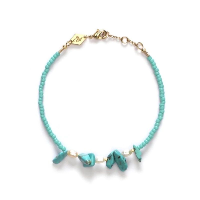 Emanuelle Gold Plated Bracelet w. Aqua Sky Beads
