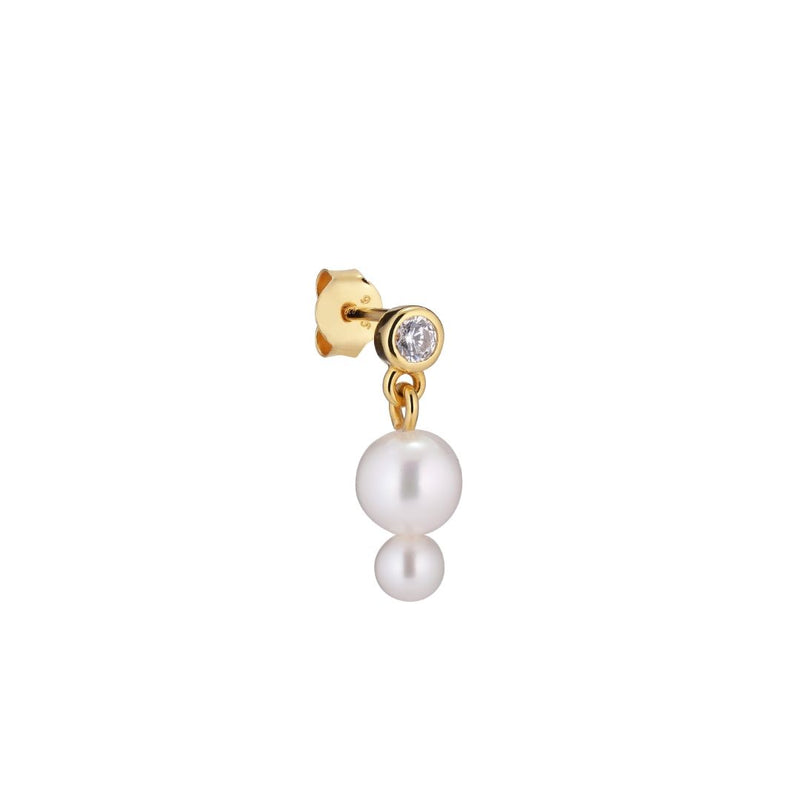 Belle 18K Gold Plated Stud w. White Pearls