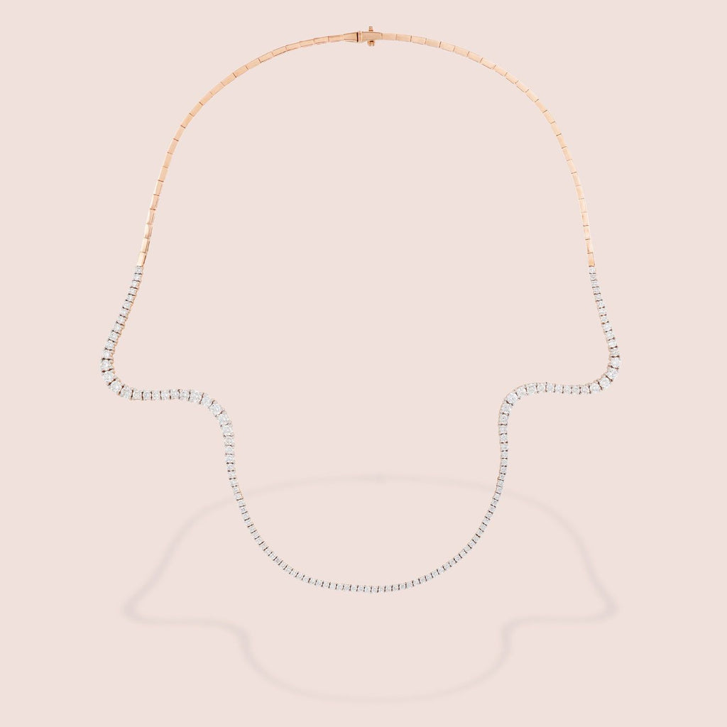 Aurora Half 18K Rosegold Necklace w. Diamonds