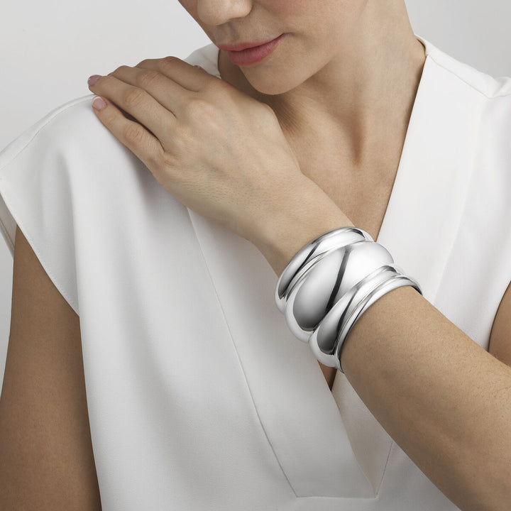 Large Curve Silver Bangle
