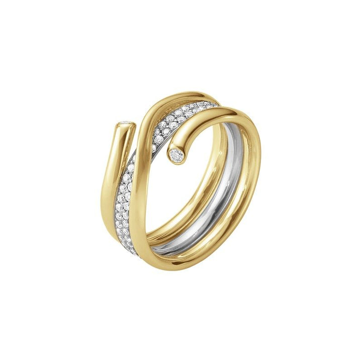 Magische Kombination 18K Gold & Weiß Gold Ring w. Pavé Diamonds
