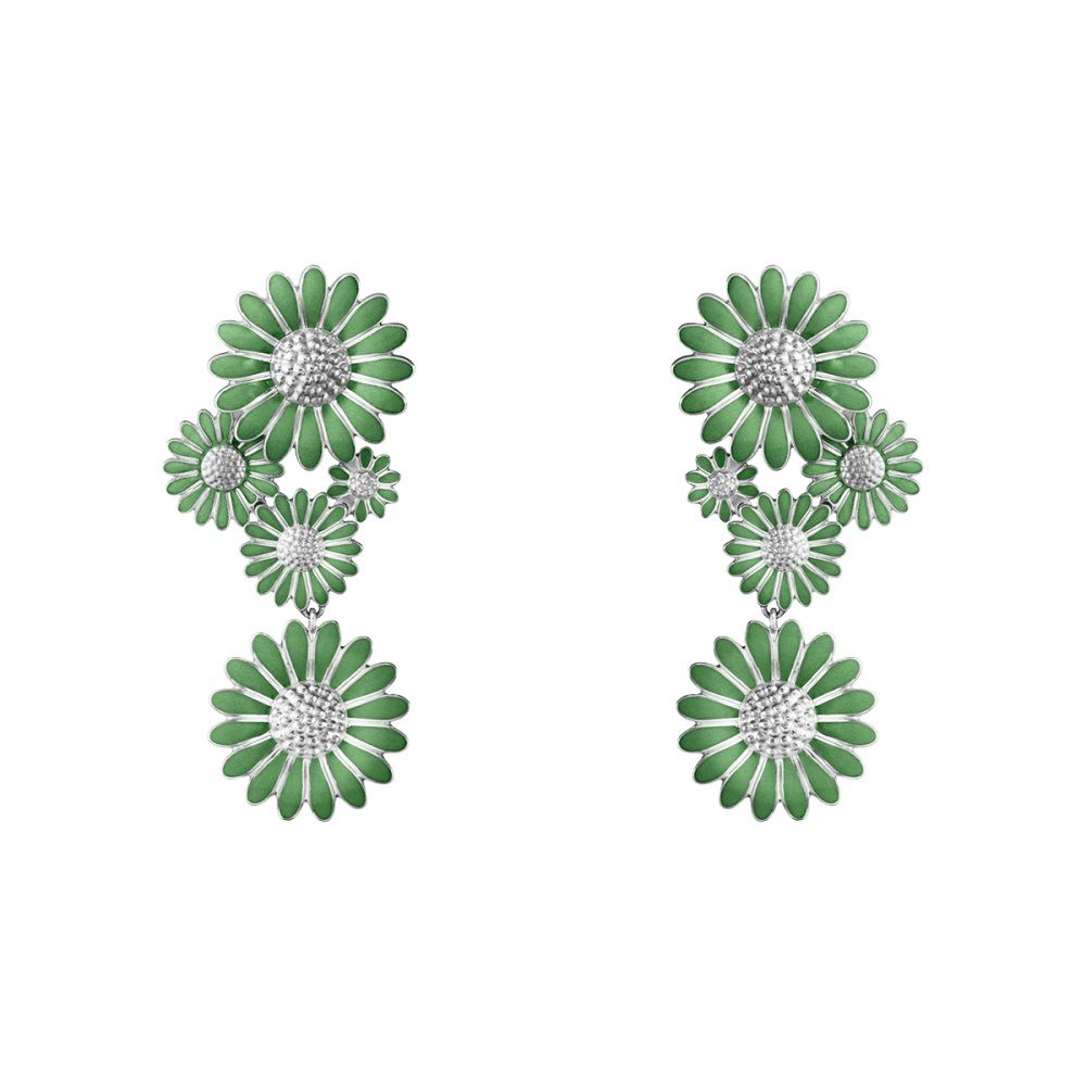 Daisy x Stine Goya Hanging Green Silver Earrings