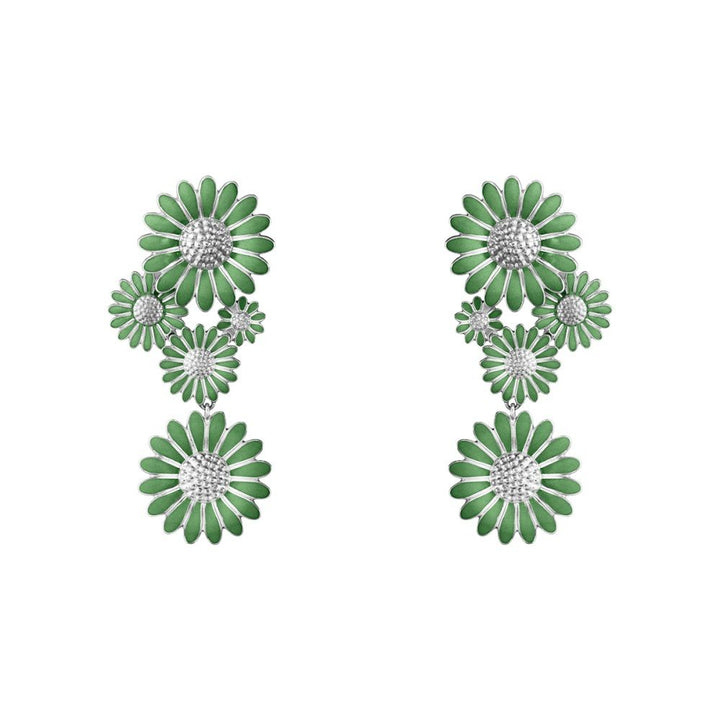 Daisy x Stine Goya Hanging Green Silver Earrings
