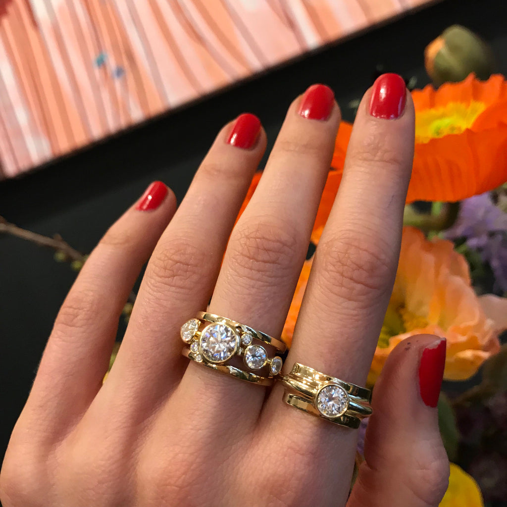 Folded 18K Rosegold Ring w. Diamonds