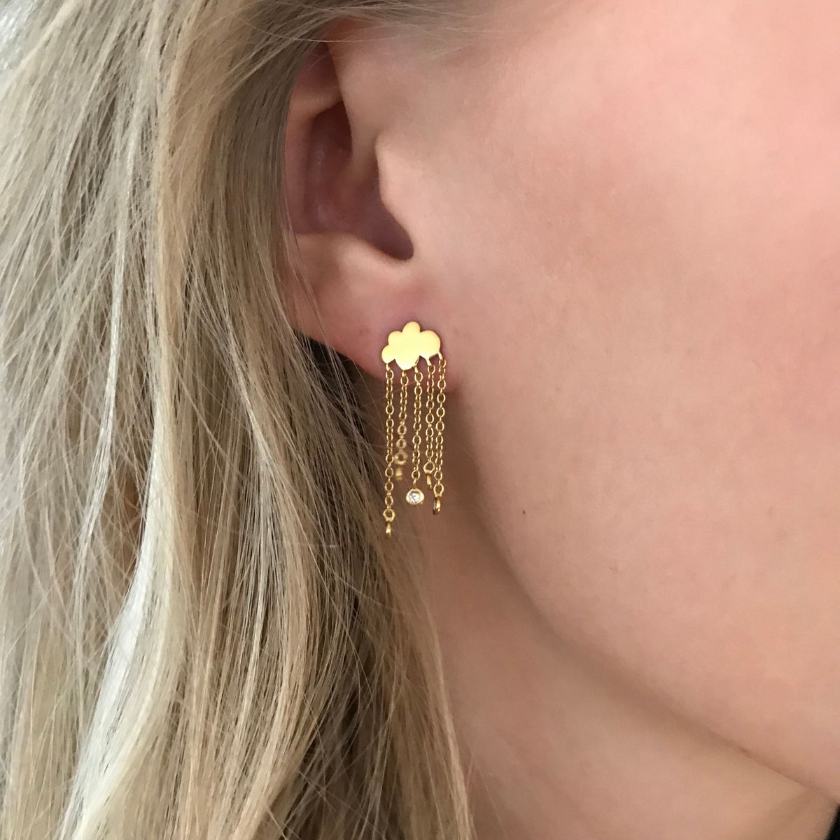 Rain Cloud 18K Rosegold Earrings w. Diamonds