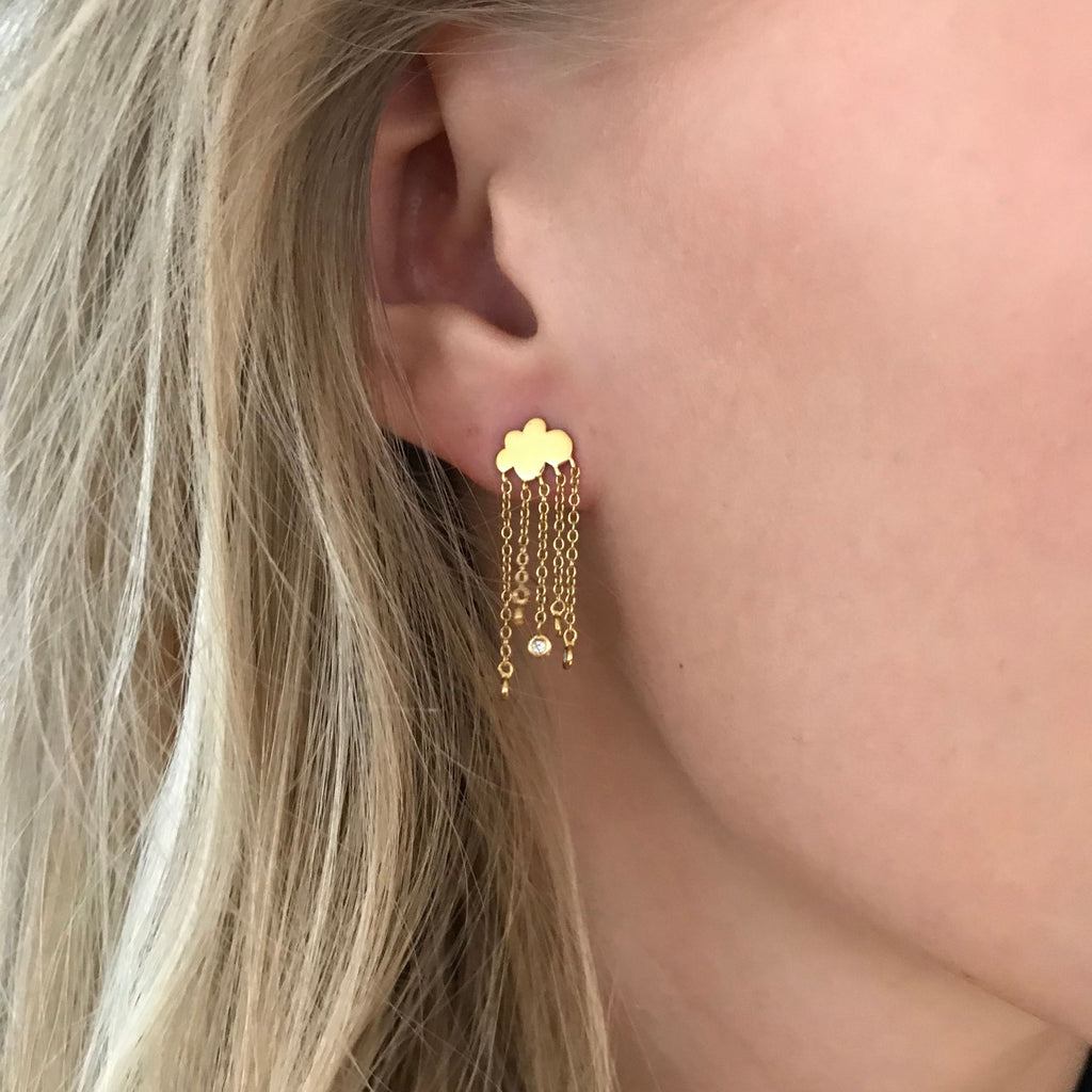 Rain Cloud Single 18K Rosegold Earring w. Diamonds