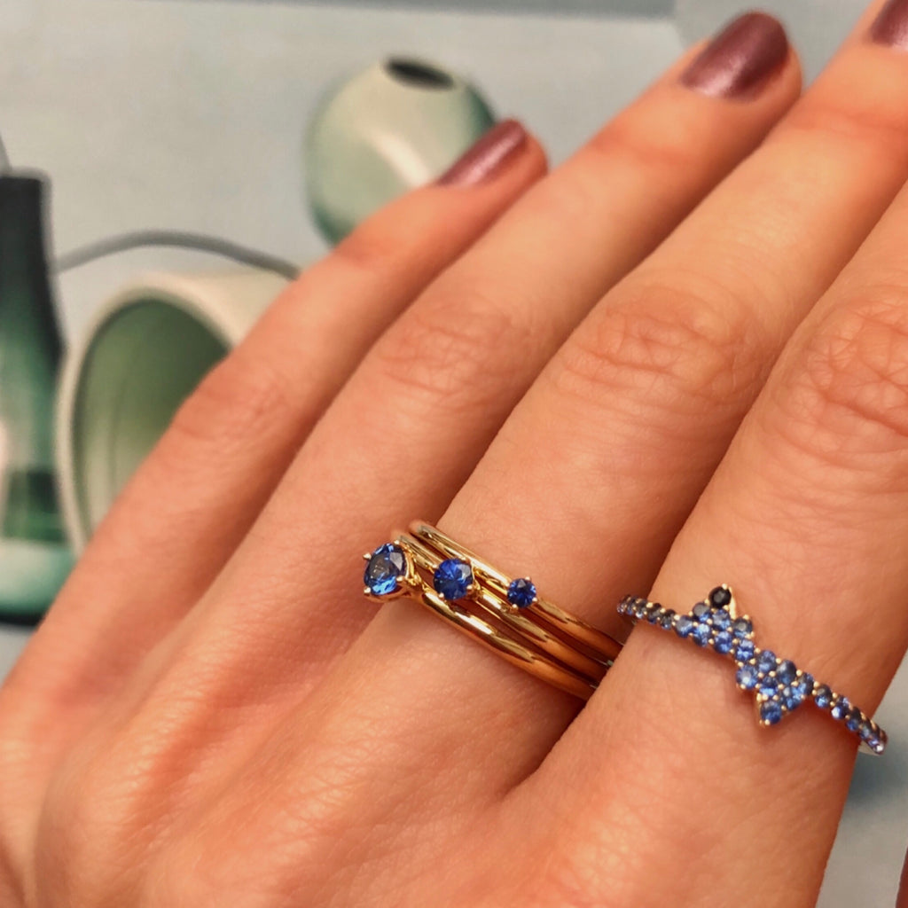 Malene 3.5 Blue 14K Gold Ring w. Sapphire