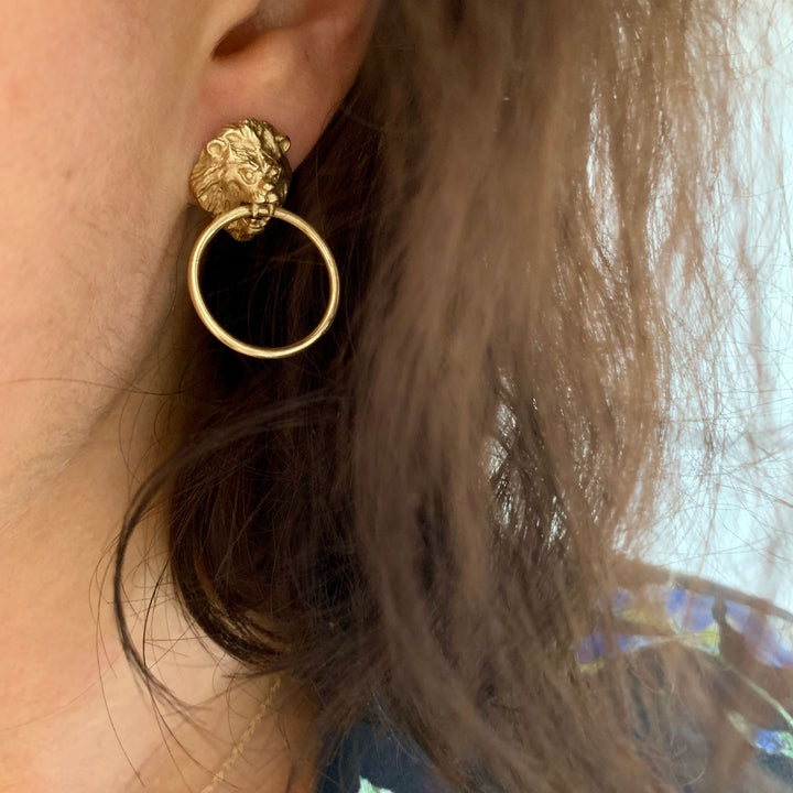 Lion Small Earrings Gold Plated