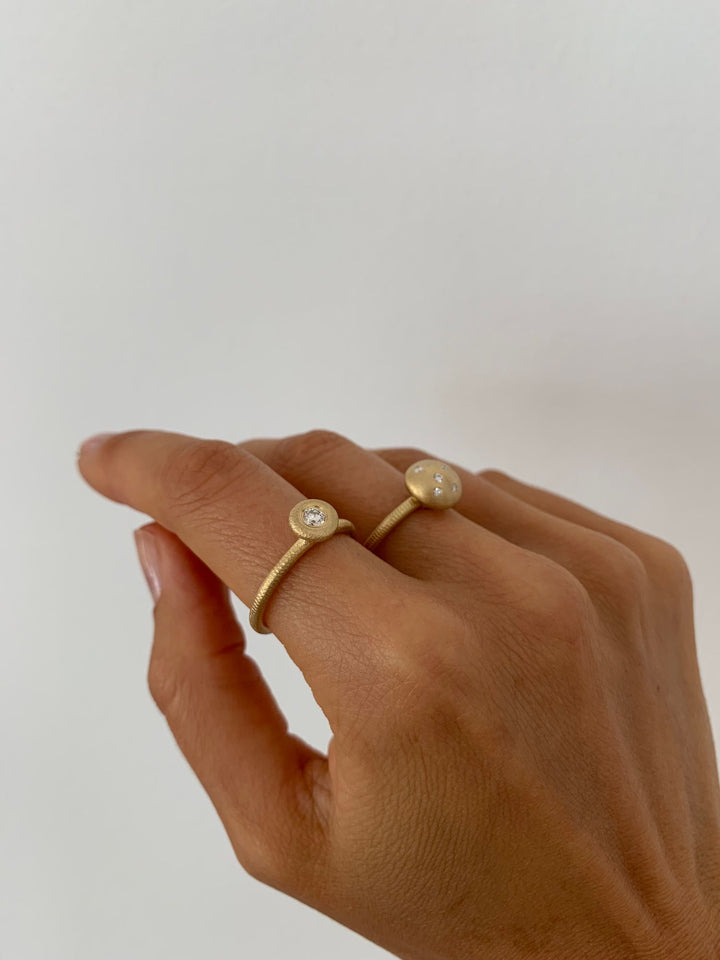 Mushroom 18K Guld Ring m. Diamanter