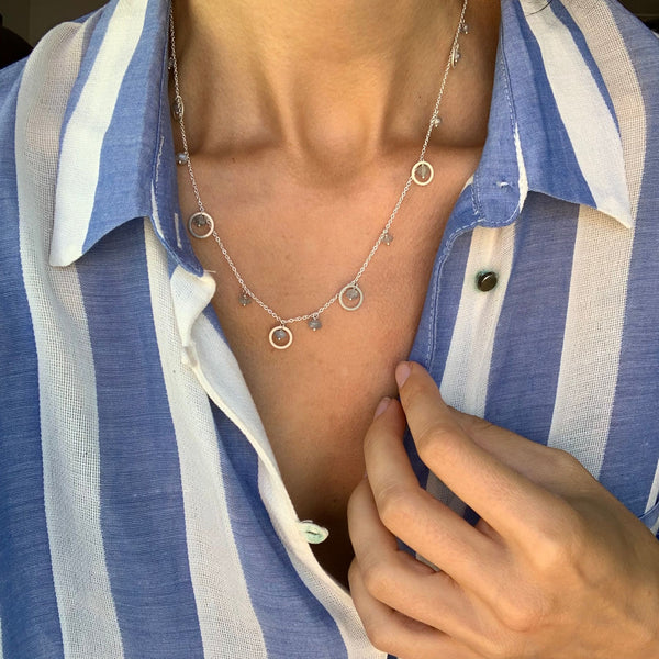 Piccolo Halskette aus Silber I Saphir