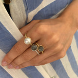 Small Pacific 18K Gold Ring w. White Pearl