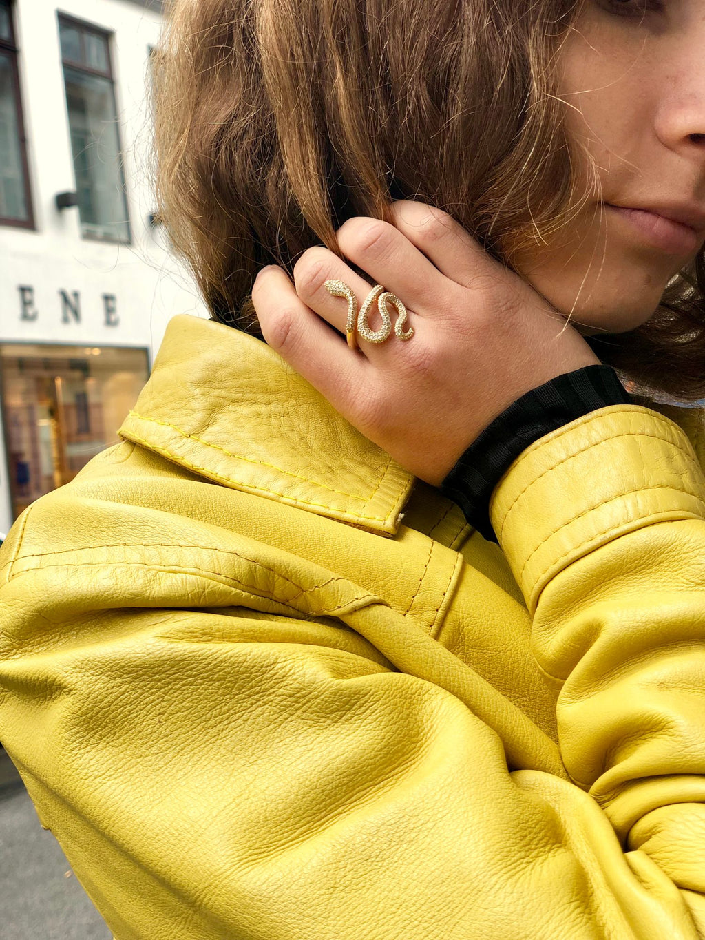 Medium Snakes Pavé 18K Gold Ring w. Diamonds