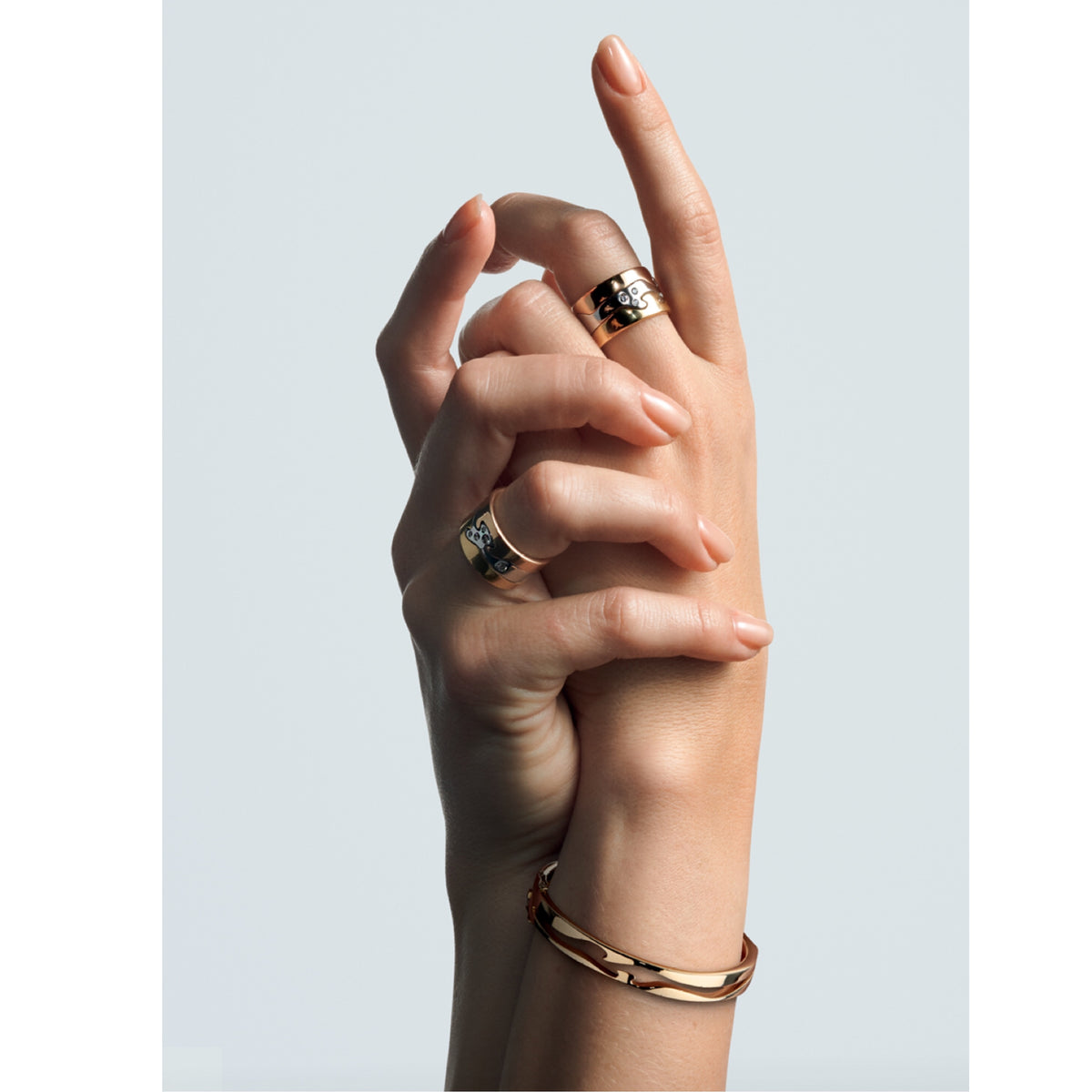 Fusion 18k Roségold, Gold & Weiß Gold Ring w. Diamanten