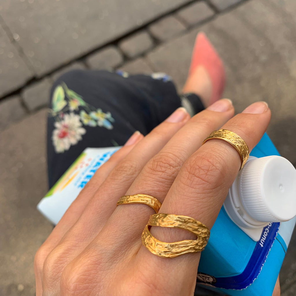 Wave Double Ring Gold Plated