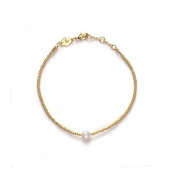 Pearly Gold Plated Bracelet w. Pearl